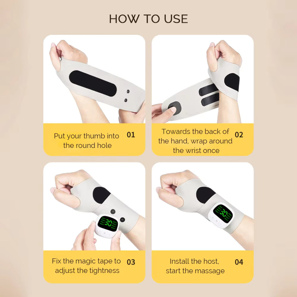 8-Mode Cordless EMS Wrist Massager – Vibration Wrist Wrap for Fatigue & Discomfort Relief