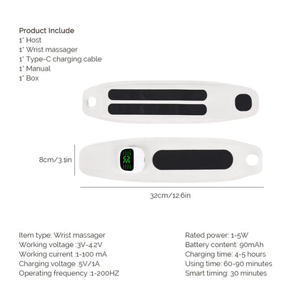8-Mode Cordless EMS Wrist Massager – Vibration Wrist Wrap for Fatigue & Discomfort Relief
