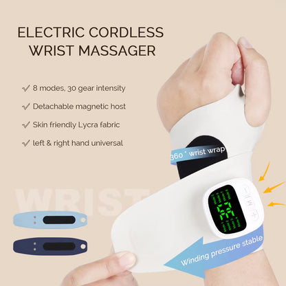 8-Mode Cordless EMS Wrist Massager – Vibration Wrist Wrap for Fatigue & Discomfort Relief
