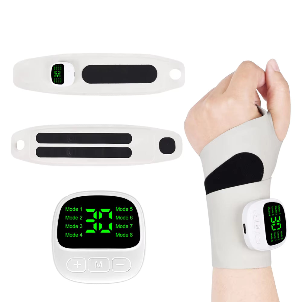 8-Mode Cordless EMS Wrist Massager – Vibration Wrist Wrap for Fatigue & Discomfort Relief