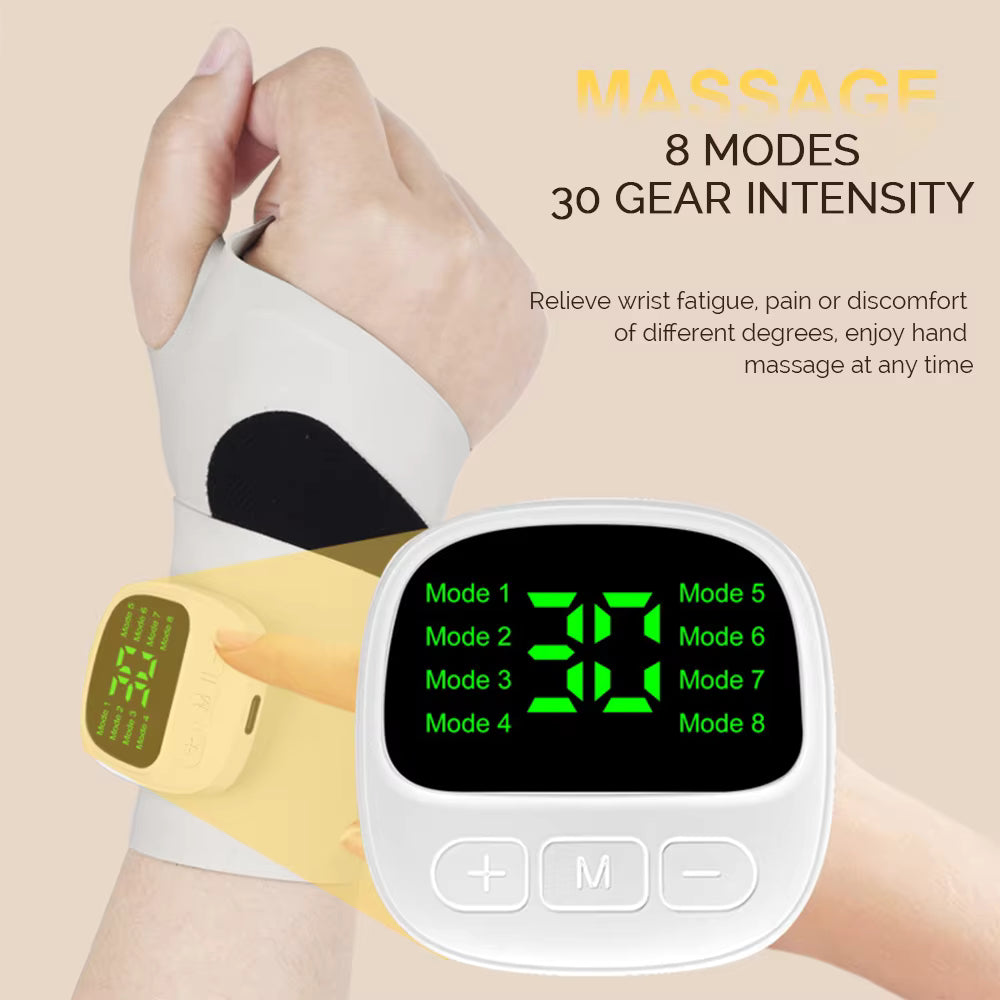 8-Mode Cordless EMS Wrist Massager – Vibration Wrist Wrap for Fatigue & Discomfort Relief